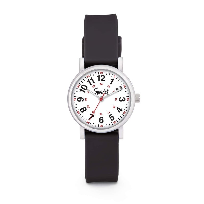 Speidel Scrub Petite Watch for Nurses, Medical Professionals, Mens and Womens Watch with Second Hand Nursing, Nurse Watches for Women Men, Waterproof 12 and 24 hr Time - Black - Image 1
